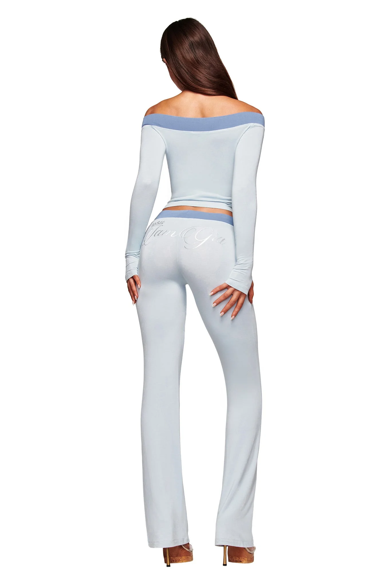 BLARE OFF SHOULDER TOP - TWO TONE POWDER BLUE - Image 3