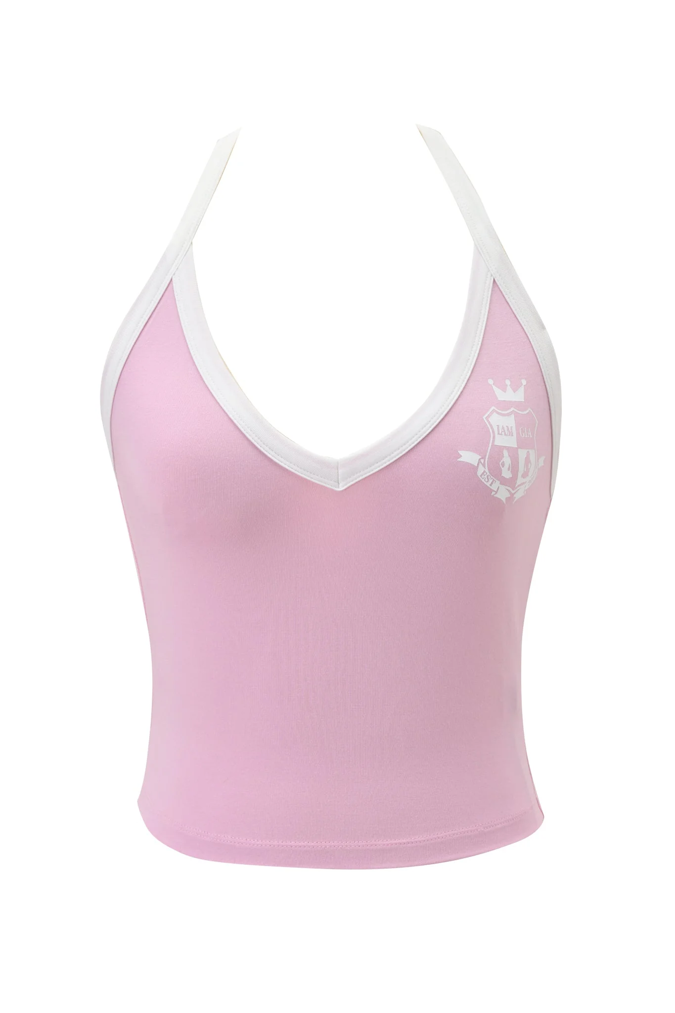 BLARE V-NECK TANK - BABY PINK AND WHITE - Image 6