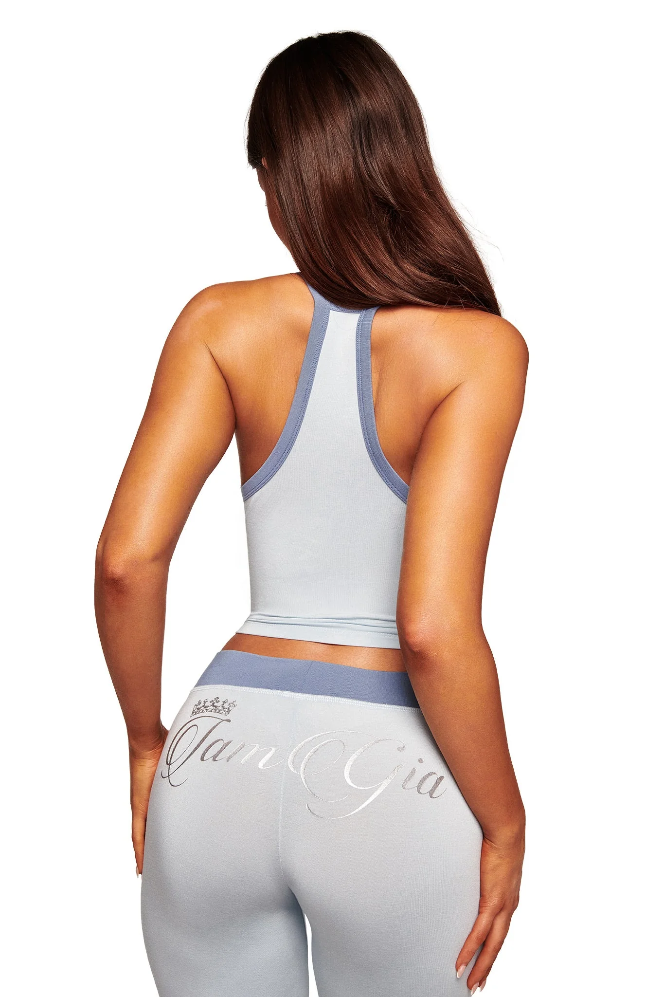 BLARE V-NECK TANK - TWO TONE POWDER BLUE - Image 6