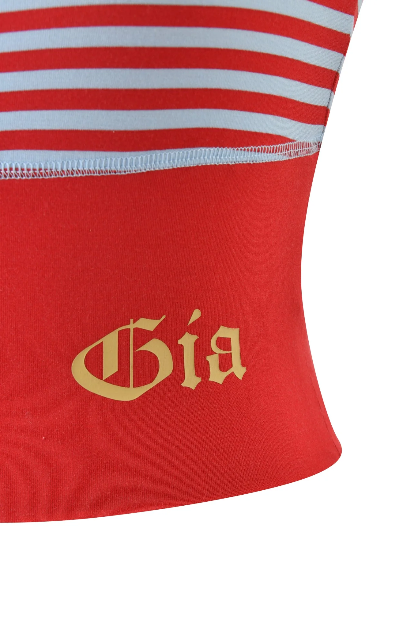 BLARE ZIP BOOB TUBE - RED AND BLUE STRIPE - Image 10