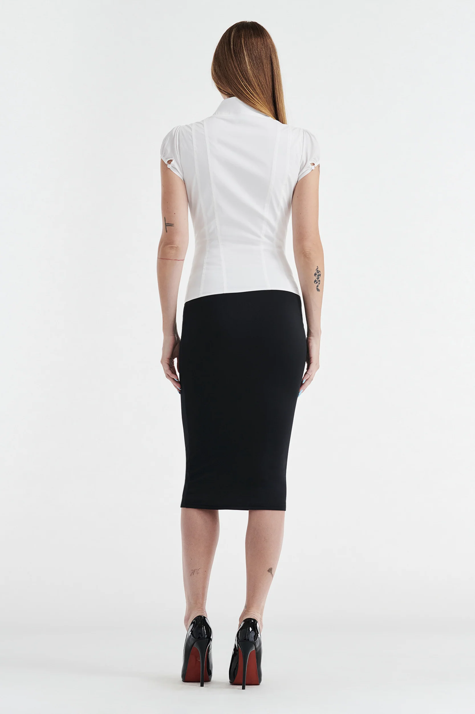 COLETTE PANELLED PUFF SLEEVE TOP - WHITE - Image 7
