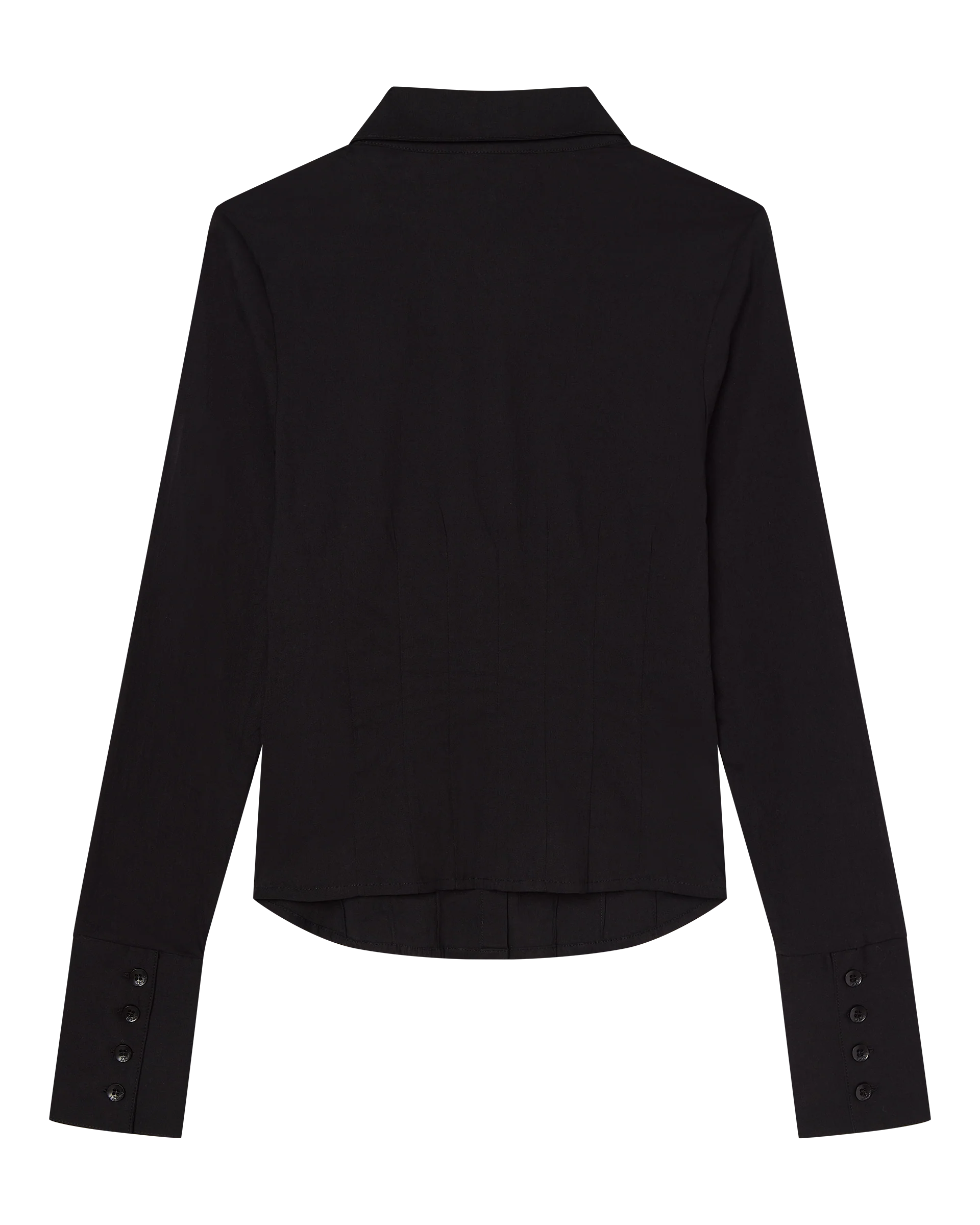 ZOE LONG SLEEVE COTTON BUTTON UP SHIRT - BLACK - Image 6