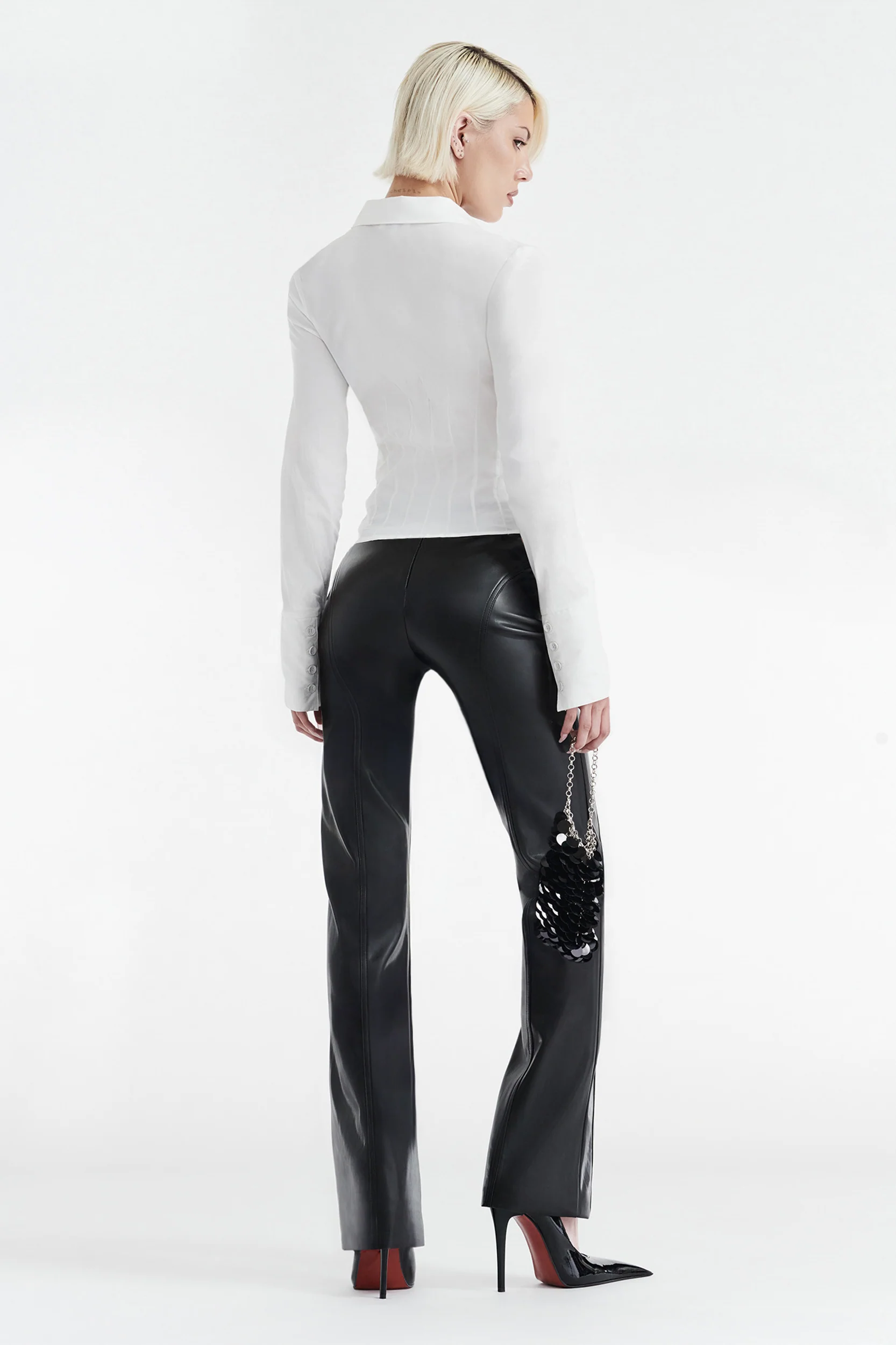 ZOE LONG SLEEVE COTTON BUTTON UP SHIRT - WHITE - Image 3