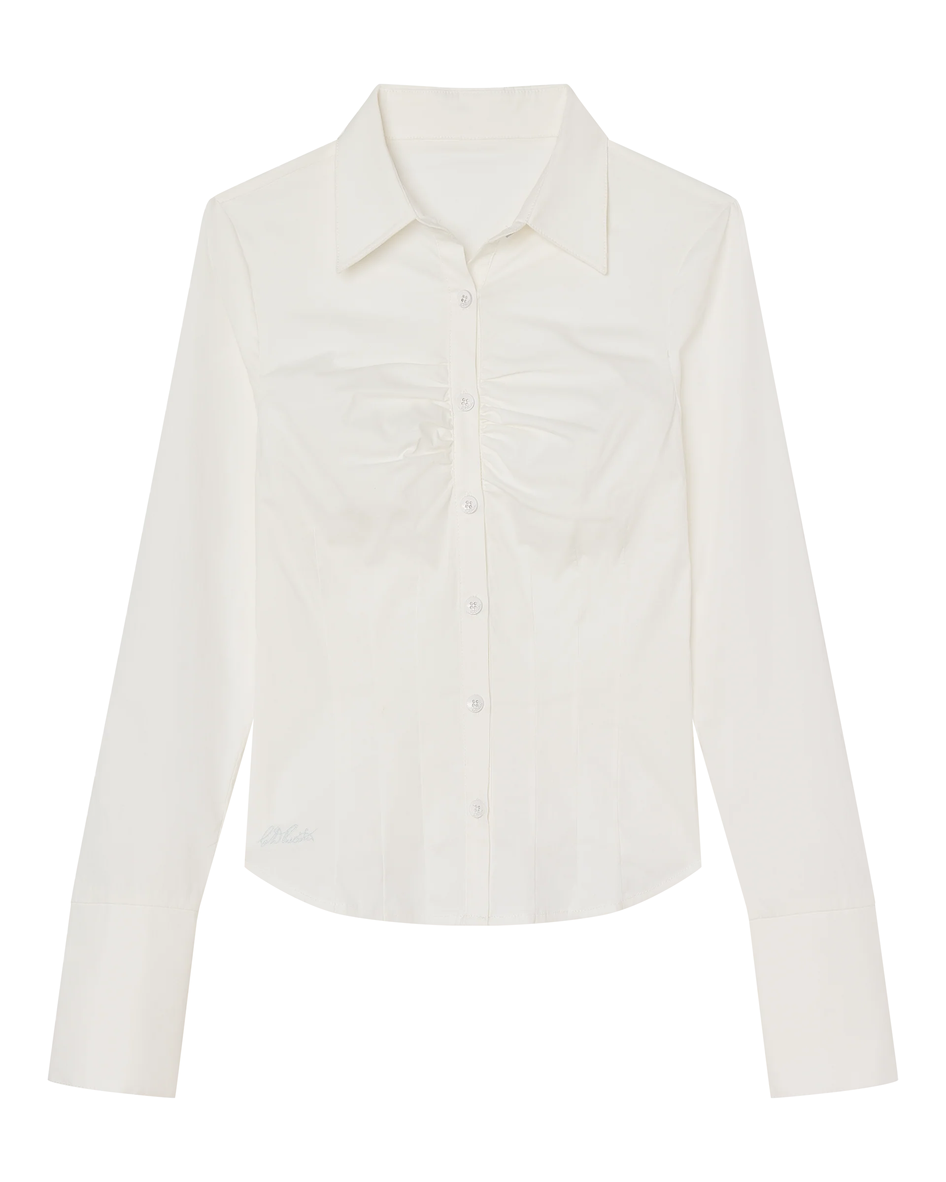 ZOE LONG SLEEVE COTTON BUTTON UP SHIRT - WHITE - Image 4